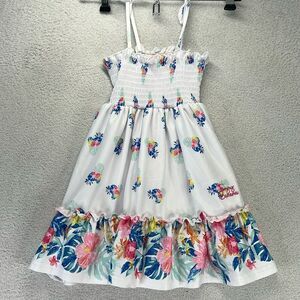 Tommy Bahama Toddler Girls Smocked Floral White Summer Dress Size Size 2T